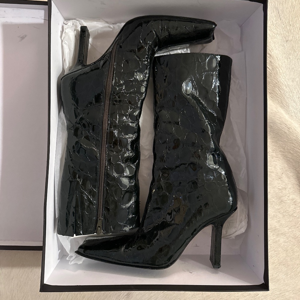 Miista Square Toe Croc Heel